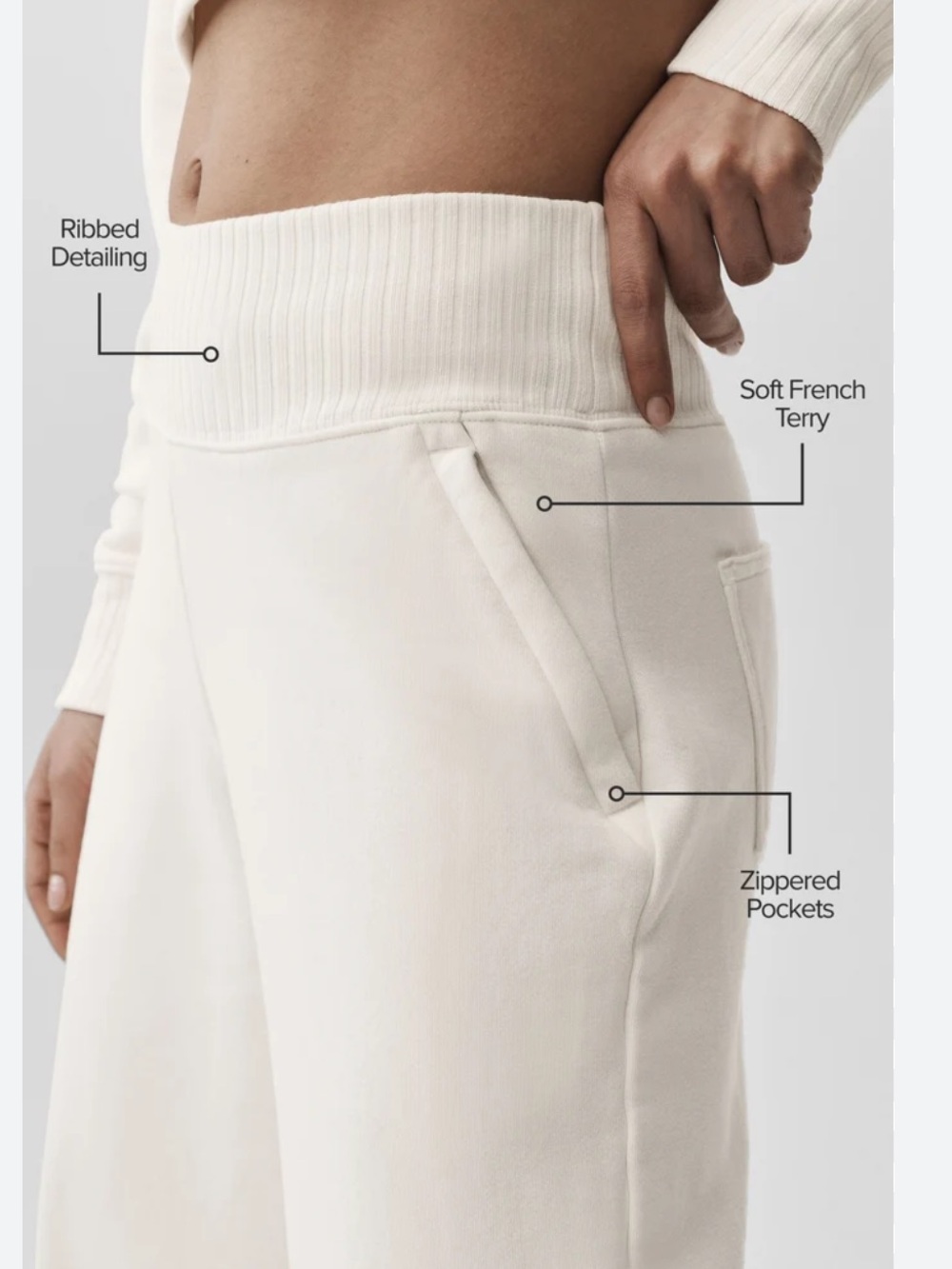 Alo Yoga Serenity Wide Leg Sweatpant in Ivory - Picture 5 of 16